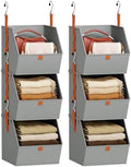 Homsorout Collapsible Hanging Closet Organizer - 6 Tier Closet Shelves Storage System with Hooks, Fabric Hanging Storage Bins for Clothes, Foldable Storage Basket for Laundry, Bedroom, Rv, Grey by Homsorout