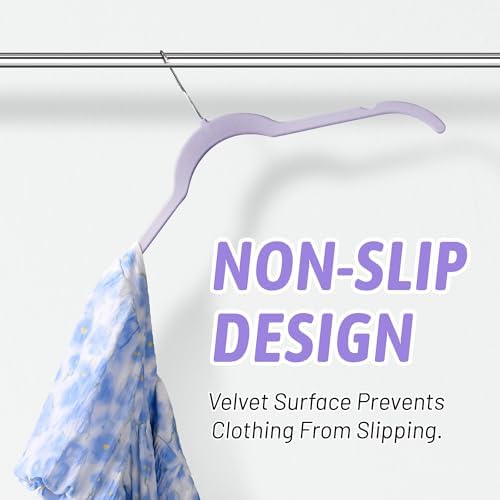 Sishynio Velvet Hangers 30 Pack, Non-Slip Slim Felt Clothes Hangers Purple | Space-Saving Closet Organization; Flocked Surface; 360° Swivel Hooks; For Shirts, Coats, Dresses, Blouses - Image 5
