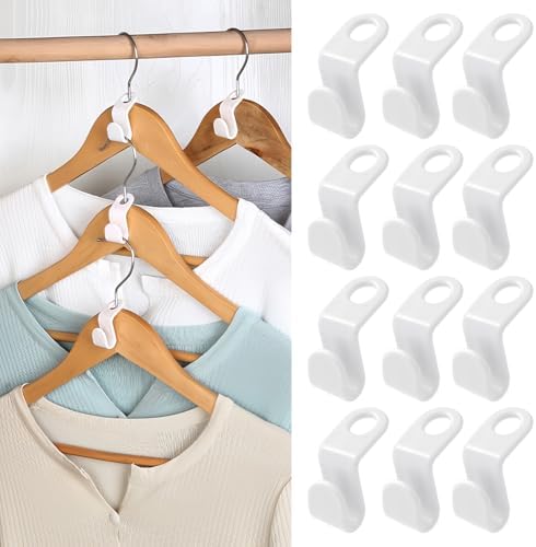 50 PCS Space Saving Hanger - Clothes Connector Hooks, Stacking Space Saver, Plastic Closet Organizers and Storage Extender for Heavy Duty Cascading Connection (White) by Unknown