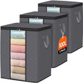 SpaceWhisper 3 Pack 100L Clothes Storage, Foldable Storage Bags, Grey | Thick Fabric, Clear Window, with Reinforced Handle, for Clothing, Blanket, Comforters, Bedding Organizing by Unknown