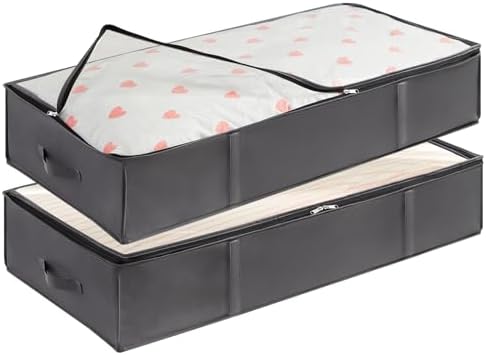 Lifewit 95L 2 Pack Under Bed Storage Containers, Large Capacity Blanket Storage Bags with Reinforced Handle, Organization and Storage for Comforters, Sheets, Clothes, Bedroom, College Dorm, Grey | Storage Box with Lid, Foldable Clothes Storage, Moving ... by Lifewit
