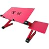 Adjustable Lap Laptop Computer Portable CPU Cooling Fan Ergonomic Vented Table Stand Desk Tray (420 * 260mm with Mouse Pad & Double Fans, Pink) by Zippace