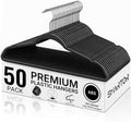 SMARTOR Plastic Hangers 50 Pack, Heavy Duty Plastic Hangers for Clothes | Non-velvet Slim Hangers with 360° Swivel Hook & Clothes Thin Hanger - Durable Coat Hangars, Space Saving Hanger - Black by Smartor