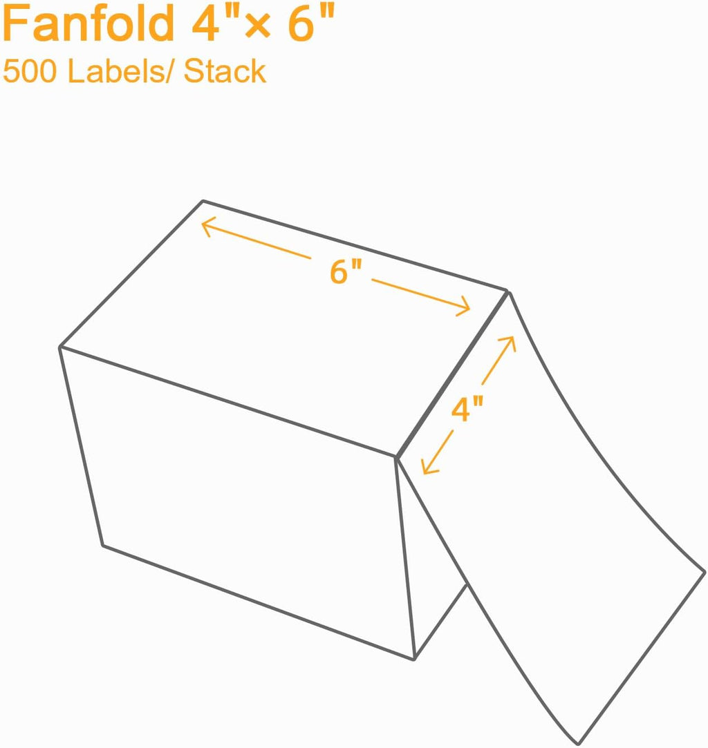 【2000 Labels/4 Stacks】 Labelebal 4" x 6" Fanfold Direct Thermal Labels (101mm x 152mm) Shipping Address Mailing Postage Labels Compatible for Zebra & Rollo Printer Adhesives (500 Labels/Stack) - Image 2