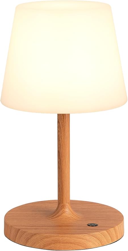 Shower Lamp IP54 Waterproof, Cordless Rechargeable Table Lamp, Outdoor Use | 4000mAh Battery Operated, Dimmable Touch Desk Light for Bathroom, Bathtub, Kitchen, Bedroom, Patio, Camping, Wood Grain 1Pack - Image 7
