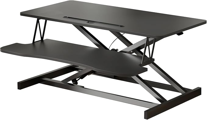 AQQHSAIN Standing Desk Converter 36 Inch Wide Sit to Stand Converter Desk Height Adjustable Riser with Keyboard Tray Laptop and Dual Monitor Desktop Workstation Riser for Home Office Computer - Image 8