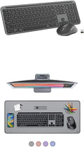 Logitech MK955 Signature Slim Wireless Keyboard and Mouse Combo, Quiet Typing, Switch Across Three Devices, Bluetooth, Multi-OS, Windows and Mac - Graphite + Desk Mat - Studio Series, Mid-Grey by Unknown