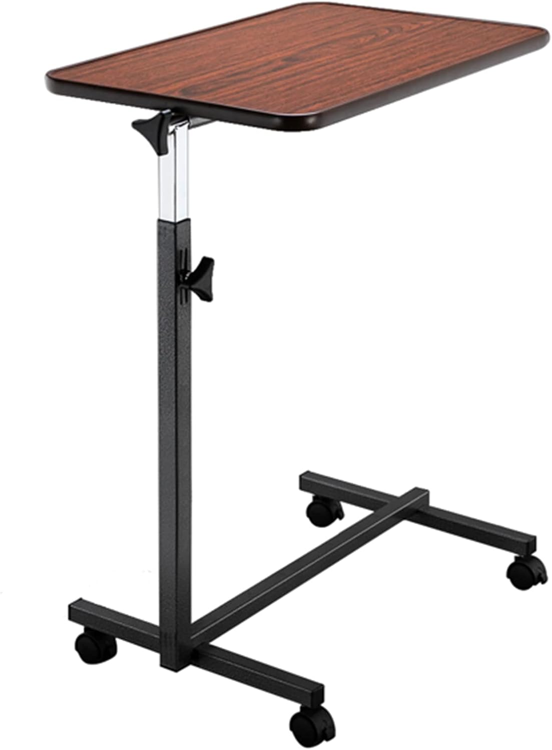 Overbed Table, Bed Table Bedside Table Lap Desk Overbed Table with Auto-Touch Adjustable Height and Wheels, Fits Over Beds and Bedside (Brown) - Image 7