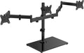 HUANUO Free Standing Triple Monitor Mount for 13-27 Inch Screens | Larger Tempered-Glass Base, Heavy Duty Thicker Steel, Tilt, Swivel, Rotation, Holds up to 22 lbs, VESA 75x75/ 100x100mm by HUANUO