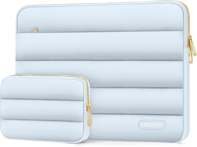 MOSISO Laptop Case 13.3 inch,13-13.3 inch Puffy Laptop Sleeve Carrying Case | Compatible with MacBook Neo/Air 13.6/Pro 13/14, HP Dell ASUS Lenovo, Polyester Horizontal Bag with Small Case, Sky Blue by MOSISO
