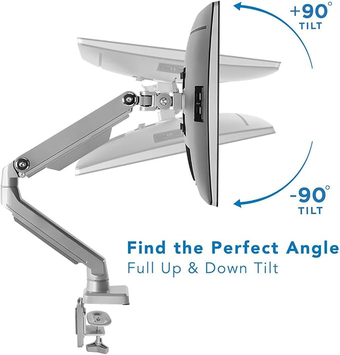 Mount-It! Single Monitor Arm Desk Mount, Mechanical Spring Height Adjustable Monitor Stand for 13–32 Inch Screens up to 17.6 lbs, VESA 75x75 & 100x100, C-Clamp & Grommet - Image 7