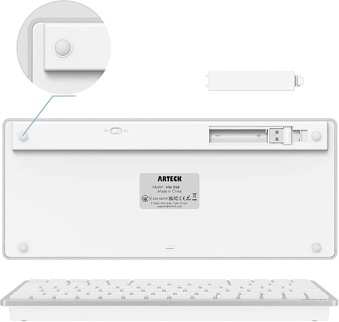 Arteck 2.4G Wireless Keyboard Ultra Slim and Compact Keyboard with Media Hotkeys for Computer Desktop PC Laptop Surface Smart TV and Windows 11/10/8/7, Silver - Image 5