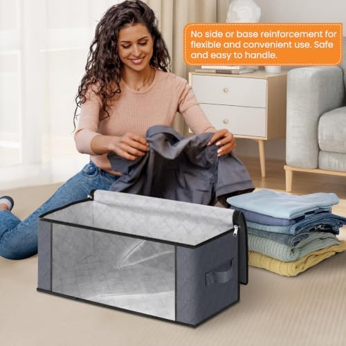Fab totes 35L Closet Organizers, Foldable Under Bed Storage Containers | Storage Bags with Zippers,Window and Handles for Organizing Bedroom, Closet, Clothing,Organization with Handle - Image 3