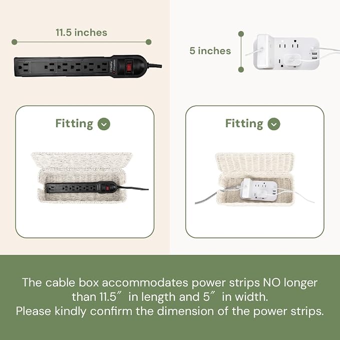 Cable Management Box, Handmade Rattan Cord Organizer for Power Strip | Open Slots Cord Hider for Power Strip, Router & USB Hub, Registered U.S. Design Patent - Image 4