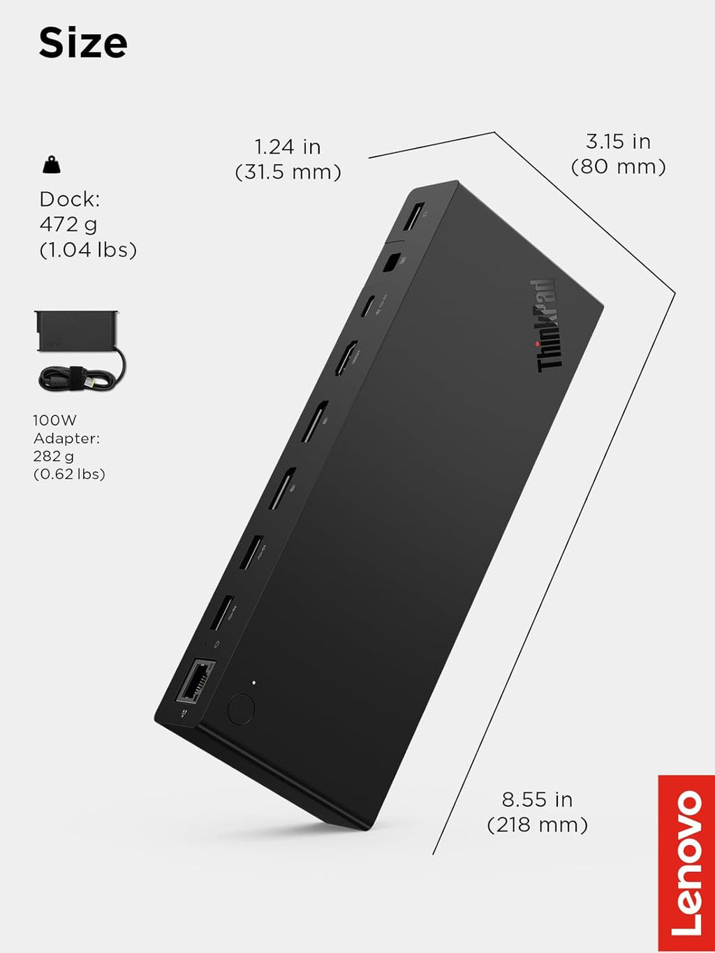Lenovo ThinkPad USB4 Dock 5000, 40Gbps Bandwidth, Universal Compatibility, 65W Charging, Multiple Display Support, Black - Image 6