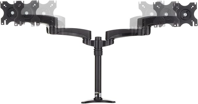 StarTech Desk Mount Dual Monitor Arm 24in, Articulating, Black (ARMDUAL) | Supports Monitors 12'' to 24" (29.9lb/13.6kg), Adjustable VESA Monitor Arm, Grommet or Desk Mount - Image 2