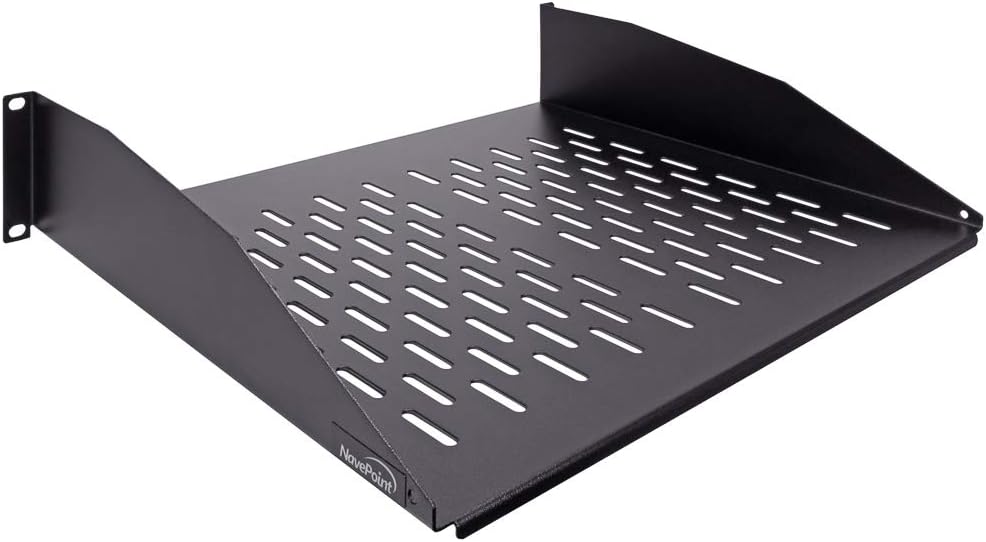 NavePoint 2U 19-Inch Universal Vented Rack Mount Cantilever Server Cabinet Shelf 14-Inches Deep Black by NavePoint