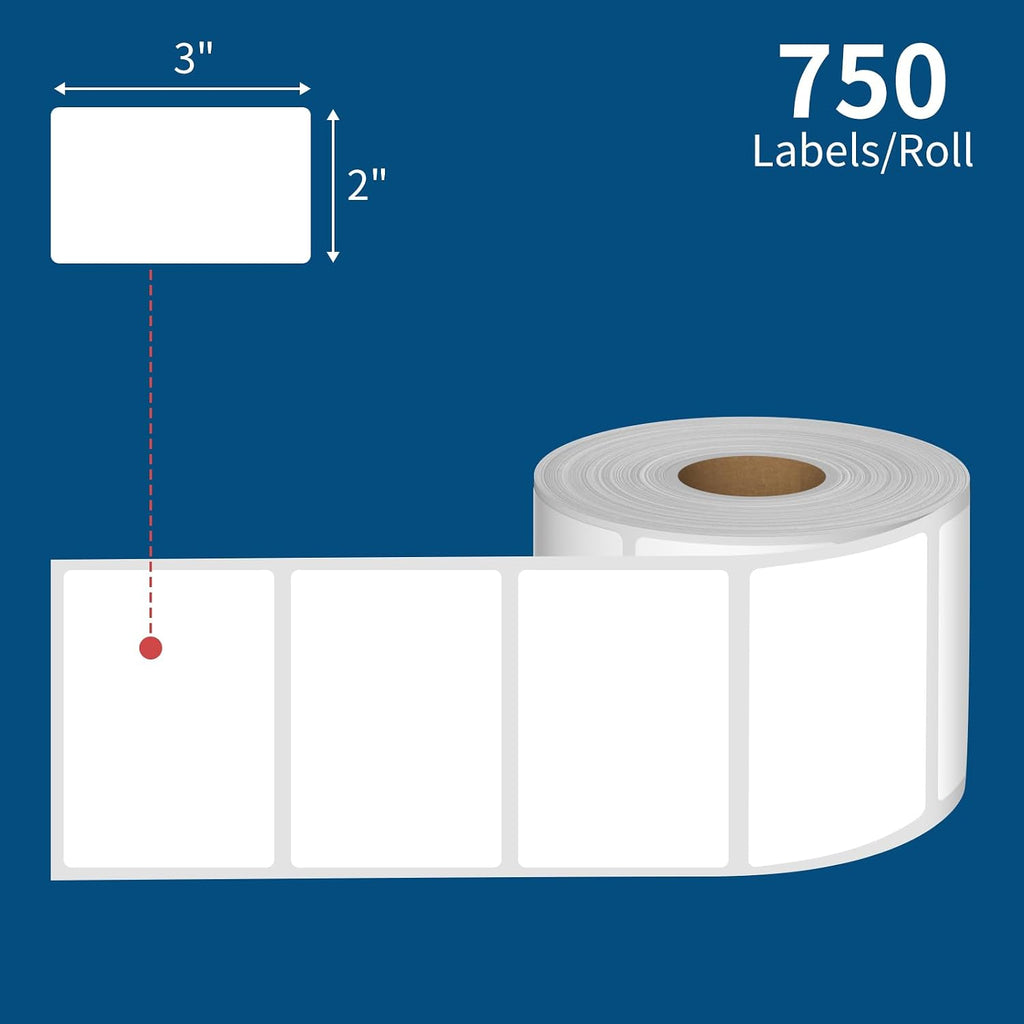 3x2 Thermal Labels, 750 Sheets/1 Roll, White Thermal Printer Stickers - Image 2