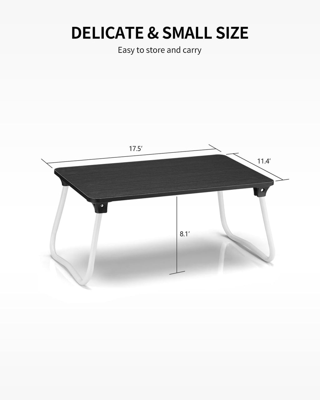 Foldable Lap Desk Laptop Stand Bed Desk Table Tray, Breakfast Serving Tray, Portable & Lightweight Mini Table, Lap Tablet Desk for Sofa Couch Floor - Black - Image 6