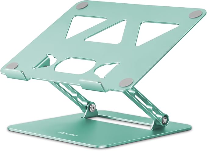 Aoviho Adjustable Laptop Stand for Desk,Portable Laptop Stand Holder and Riser,Foldable Aluminum Notebook Computer Stands for MacBook Air Pro HP Lenovo Dell Samsung, 10-15.6 inch (Fresh Green) by Aoviho
