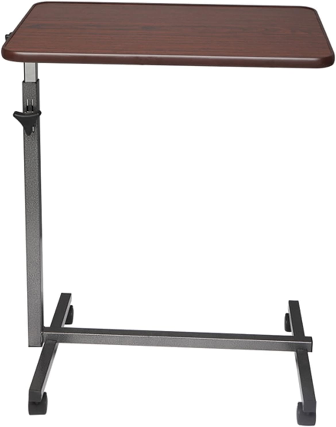 Overbed Table, Bed Table Bedside Table Lap Desk Overbed Table with Auto-Touch Adjustable Height and Wheels, Fits Over Beds and Bedside (Brown) by EEBUIHUI
