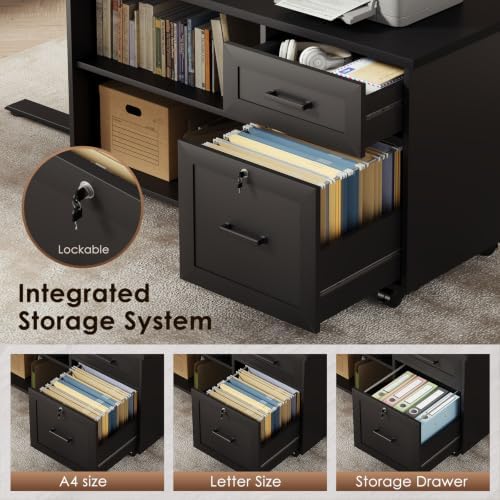 OffiGo 63 Inch L Shaped Electric Standing Desk with Cabinet Sets, Black - Image 7