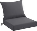 PatioGlow Outdoor Seat Cushion Set 22 x 22 x 4 Inch, Waterproof & Fade Resistant Patio Furniture Cushions with Removable Cover and Ties, Thick Deep Seating Pads for Outside Chair Sofa Couch, Grey by CushionHavenfortheOutdoors