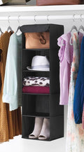 Whitmor 5 Tier Shelf Hanging Closet Organizer, Hanging Shelves with 2 Sturdy Metal Hooks,Foldable(Black) by Whitmor