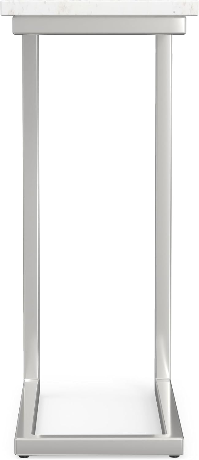 SIMPLIHOME Skyler 10" Wide C-Side Table in Silver/White - Image 5