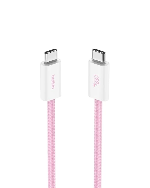 Belkin USB C to USB C 60W Braided Cable 3.3ft iPhone Charger Cord | iPhone 15/16/17, Samsung Galaxy S26, Pixel 10, Airpods, iPad, Nintendo Switch 2, MacBook, Steam Deck, Travel, Chromebook by Unknown