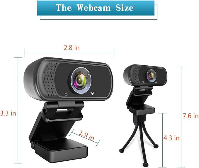 1080P Webcam with Mic Privacy Cover Tripod Stand 110 FOV PC | 1080P webcam with built-in microphone, privacy cover, tripod stand, 110 degree wide angle, USB plug and play for PC laptop - Image 7