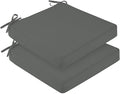 downluxe Outdoor Chair Cushions for Patio Furniture, Waterproof Square Corner Memory Foam Patio Chair Cushion with Adjustable Ties and Portable Handle, 19" x 19" x 3", Dark Grey, 2 Pack by Downluxe