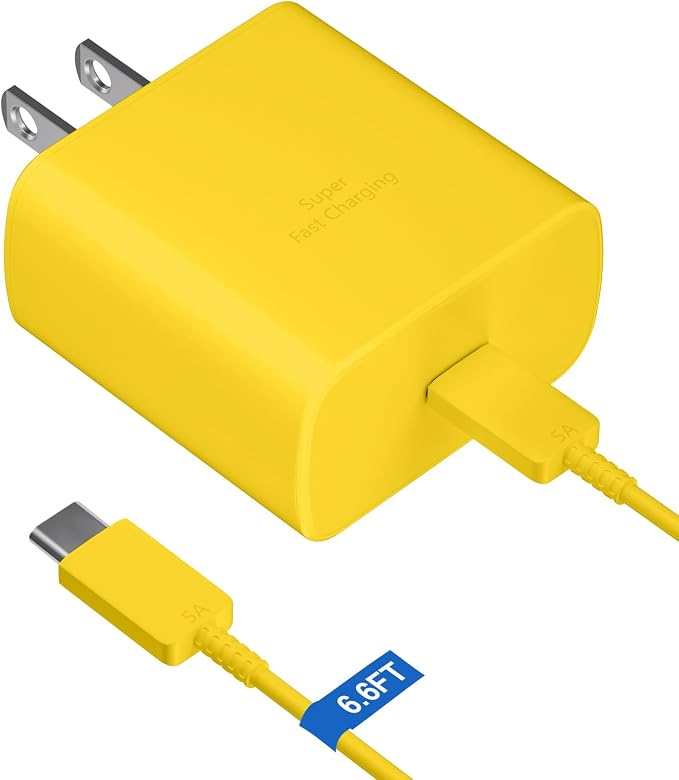 45W Super Fast Charger USB Type C Charger Cord 6.6FT with Android Phone Charger Fast Charging Block for Samsung Galaxy S26/S26 Ultra/S26+/S25/S25 Ultra/S25+/S24/S23/S22/S20/S21/Note 20/Note 10, Yellow by Ubearkk