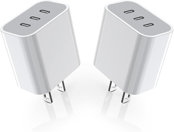iPhone 16/17 Charger Block,USB C Charger [2 Pack] 35W 3-Port Wall Cube Fast Type C Charging Block PD Power Adapter for iPhone 17/17 Pro Max/16/16Pro/15/15Pro/14 Pro Max/13/12/11, iPad,Galaxy,Pixel 4/3 by Unknown