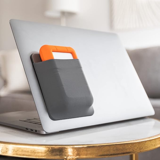 Slipdrive - Portable Hard Drive Sleeve for Laptop - HDD Hard Disk Drive - Reusable Adhesive - 5.5” x 4.5” Stick on External Hard Drive Carrying Case - Travel Pocket Pouch (Large, Gray) - Image 8