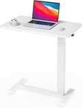 Ywin Hospital Bedside Table with Wheels, Pneumatic Lift, White by Ywin