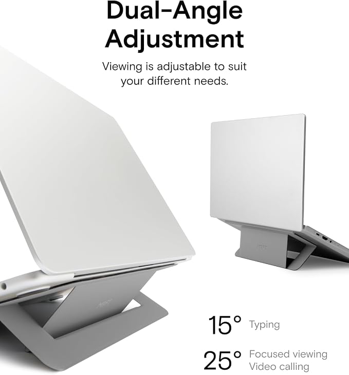 MOFT Laptop Stand for Desk, Adhesive Airflow Laptop Cooling Stand for Heat Dissipation with 2 Adjustable Viewing Angles, Foldable & Portable Computer Stand Compatible with Laptops 11"-16", Cool Grey - Image 5