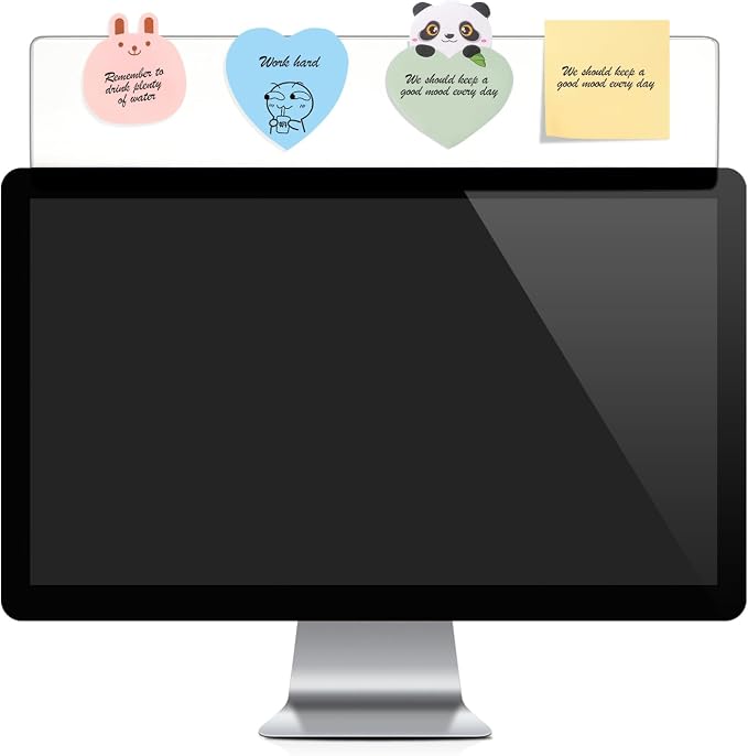 2 Pieces Monitor Memo Board Top Mount,18“ Monitor Sticky Note Holder,Universal Transparent Sticky Notes Memo Pad,Sticky Boards,Message Board for Computer Monitors by Yocoolfun