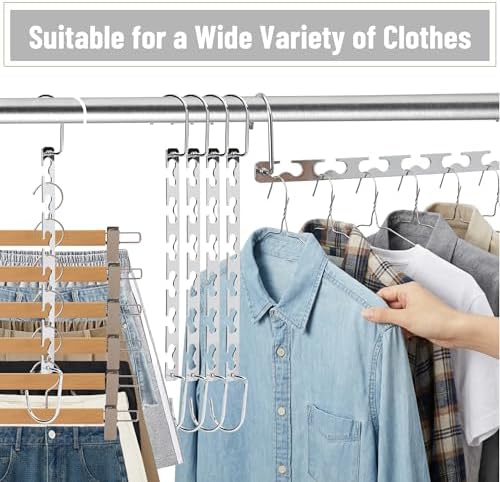 Mr. Pen- Metal Space Saving Hangers for Clothes, 20 Pack, 6 Slots | 360° Rotating Hooks, Metal Hangers, Wardrobe Organizer, Magic Cascading Hanger, Closet Space Saver - Image 7