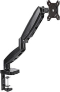 Amazon Basics Gas Spring Single Monitor Arm Desk Mount, Adjustable Tension, Fits 15–27 Inch Monitors, Supports 4.4–15.4 lbs, VESA 75x75/100x100, Black by AmazonBasics