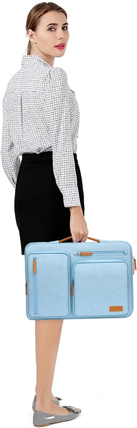 MOSISO 360 Protective Laptop Case 13.3 inch, 13-13.3 inch Laptop Sleeve | Compatible with MacBook Air/Pro 13 / Pro 14,HP Dell Acer ASUS, Side Open Carrying Case with 4 Zipper Pockets, Air Blue - Image 6
