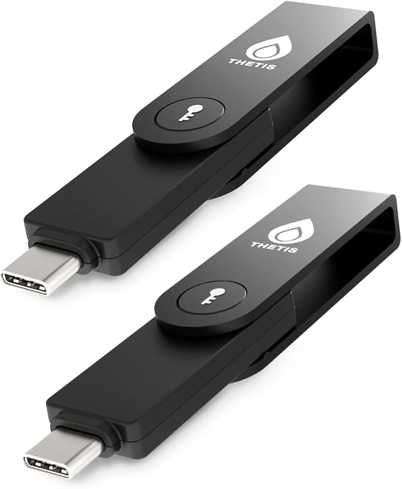 Thetis PRO-C for Business - USB C FIDO2 Security Key L1 MFA & Passkey Access for School ERP, Employee Online Account, Compatible with Coinbase Google Workspace Apple ID Window Salesfore - 2 Pack by Thetis
