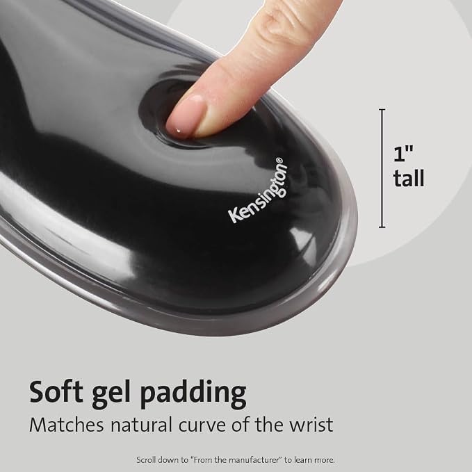 Kensington Mousepad and Wrist Rest, Practical, Gel Pillow, 11-2/5"Wx17-7/10"Lx1-7/10"H,GY (KMW52500) Each, Gray | Gel pillow cushioning, 11-2/5 x 17-7/10 x 1-7/10 in, comfortable everyday mouse support - Image 3