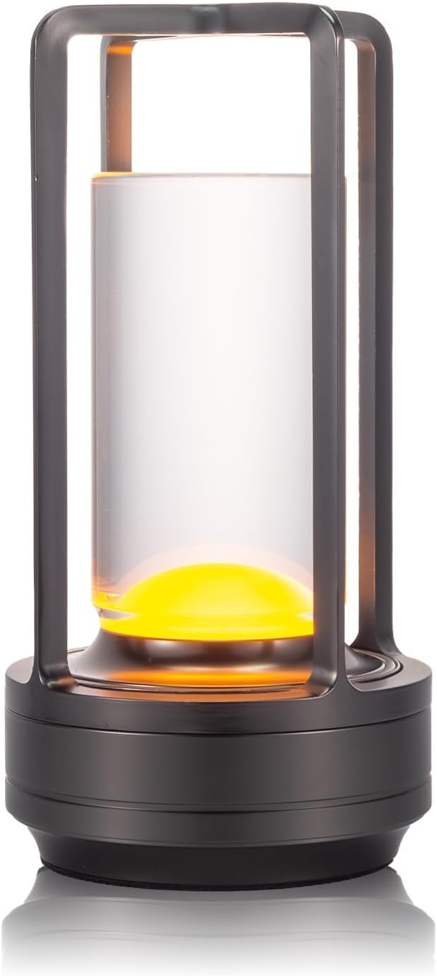 Rechargeable Cordless Small Metal Table Lamp, Stepless Dimming, 3-Color | Grey，2600mAh Battery, Portable LED Desk Light, Cute, Suitable for Indoor/Outdoor/Restaurant/Bedroom/Bar/Coffee/Camping by HAPYGILightings
