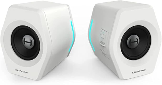G2000 32W PC Computer Speakers for Gaming Desktop PC Laptop Mac Computer Woofer Speakers Bluetooth USB 3.5mm AUX Inputs RGB Lights Multimedia Speakers White by Edifier