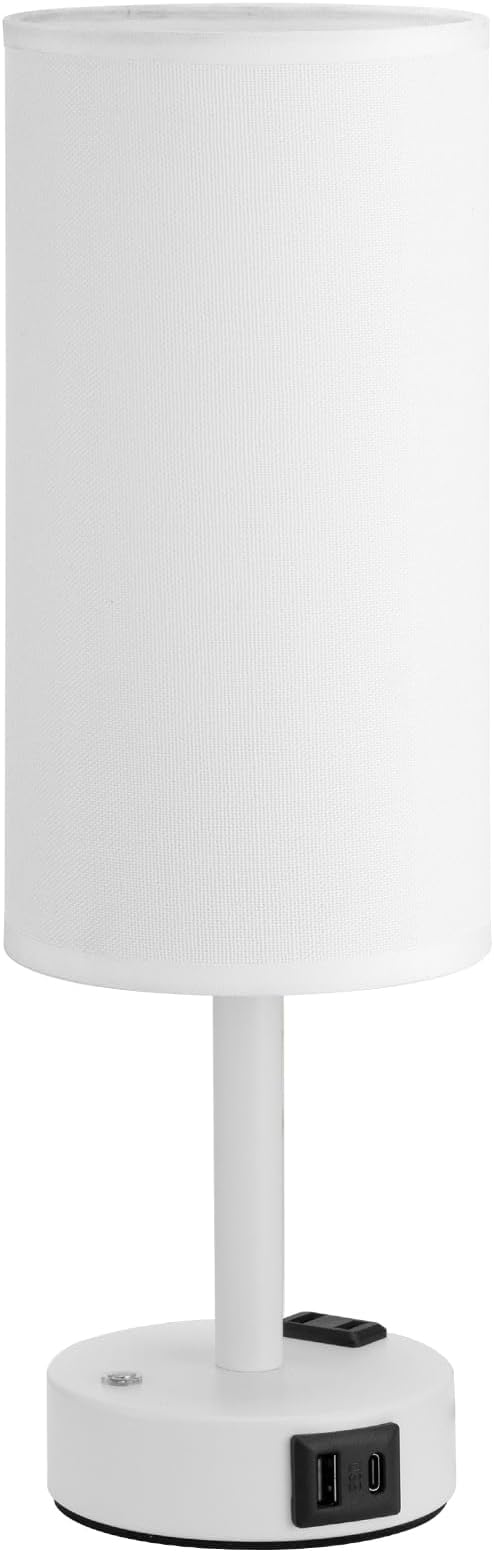 White Touch Bedside Lamp for Bedroom, Stepless Dimmable, USB A+C, AC Outlet | Base Touch Button Only, Memory Brightness, Ultra-dim Night Light, Included Bulb for Optimal Dimming, White Lamp Base, Nursery - Image 9