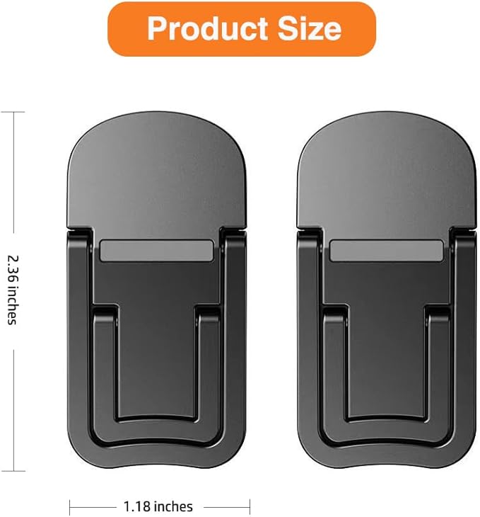 2PCS Zinc Alloy Mini Foldable Laptop Stand, Portable Computer Keyboard Riser with 2 Adjustable Angles, Self-Adhesive Invisible Notebook Stand and Keyboard Lift for Desk (Black) - Image 5