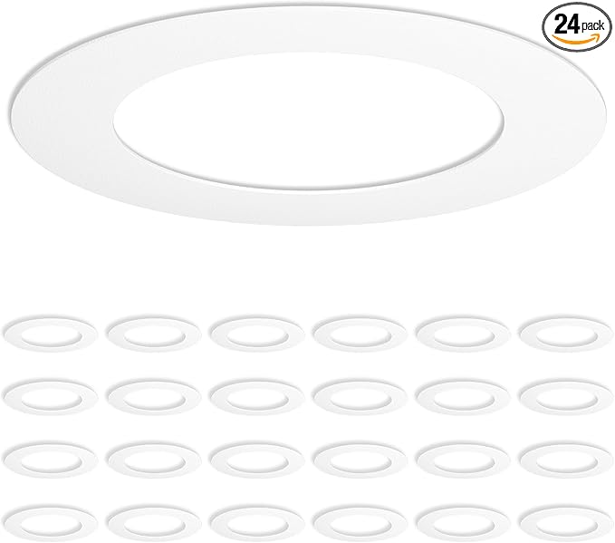 Amico Goof Rings for 6 Inch Recessed Lights, 24 Pack, White | Can Light Trim Ring Cover, Outer Diameter 8.6-inch, Inner Diameter 6.2-inch, Durable Plastic Design by Amico