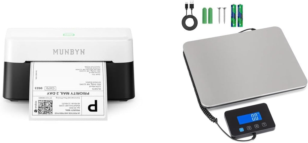 MUNBYN RW403B Bluetooth Thermal Label Printer Shipping Scale, 660lb/1.8oz Digital Postal Scale by MUNBYN