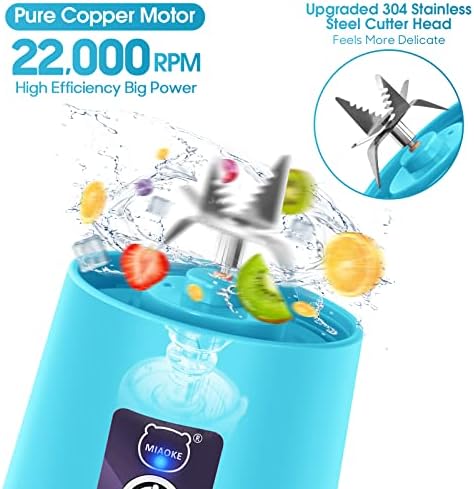 Portable Blender, Personal Mini Juice Blender with Six Blades in 3D(Blue) - Image 3